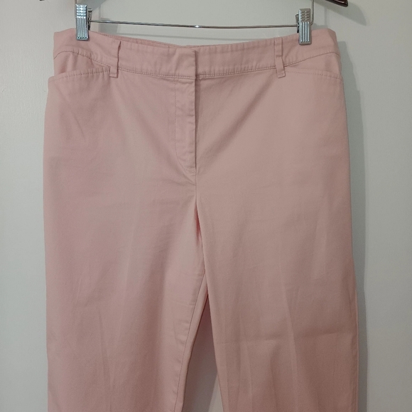 TALBOTS Women's Size 12 Super Crop Pants Pink Twill - Picture 2 of 15